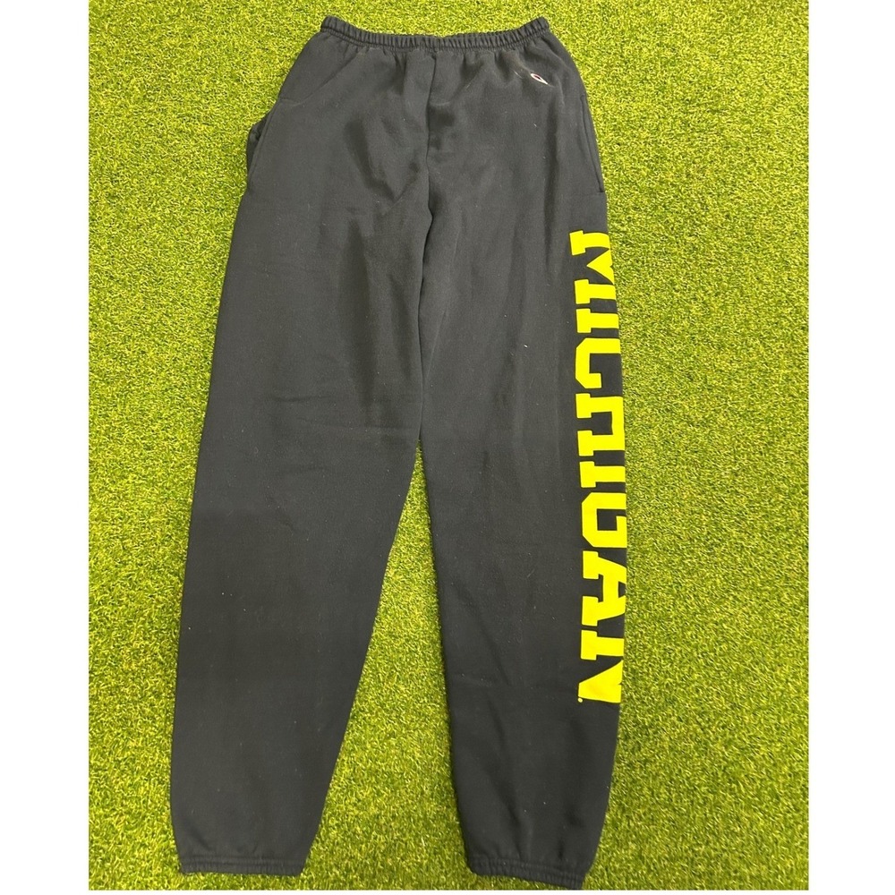 Vintage Michigan Wolverines Sweatpants Navy Blue Yellow Graphic Mens Small